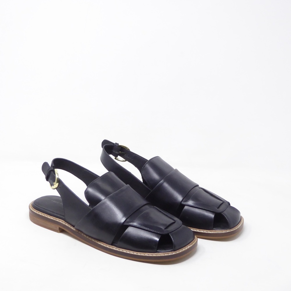 NEW Free People Womens Libby Fisher Sandals Black Leather Strappy Slingback 9